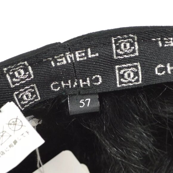 Auth Chanel Sport Line Hunting Cap Hat Black #57 Small Good - Picture 7 of 13